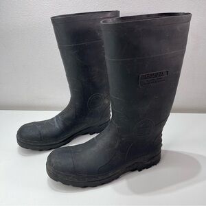Genfoot Steel Toe Rubber Black Rain Boots Waterproof Work Shoes Slip Resistant 9